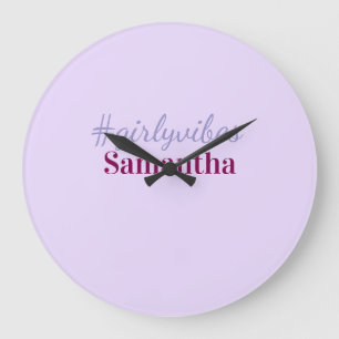 Girlyvibes hashtag light purple pink female vibes large clock
