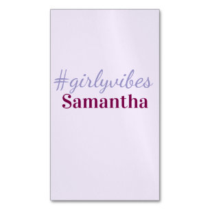 Girlyvibes hashtag light purple pink female vibes Magnetic business card