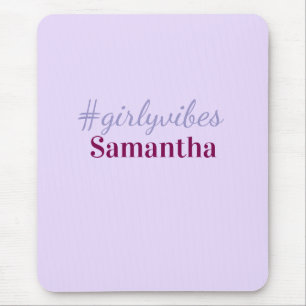 Girlyvibes hashtag light purple pink female vibes mouse mat