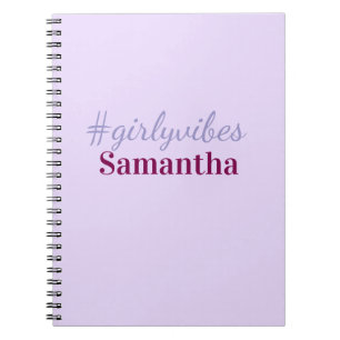Girlyvibes hashtag light purple pink female vibes notebook