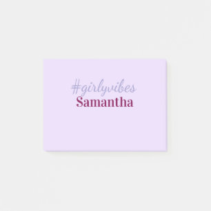 Girlyvibes hashtag light purple pink female vibes post-it notes