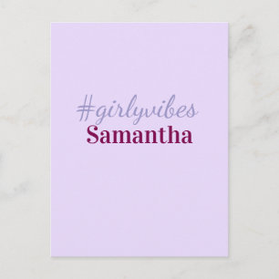 Girlyvibes hashtag light purple pink female vibes postcard
