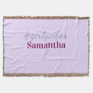 Girlyvibes hashtag light purple pink female vibes throw blanket