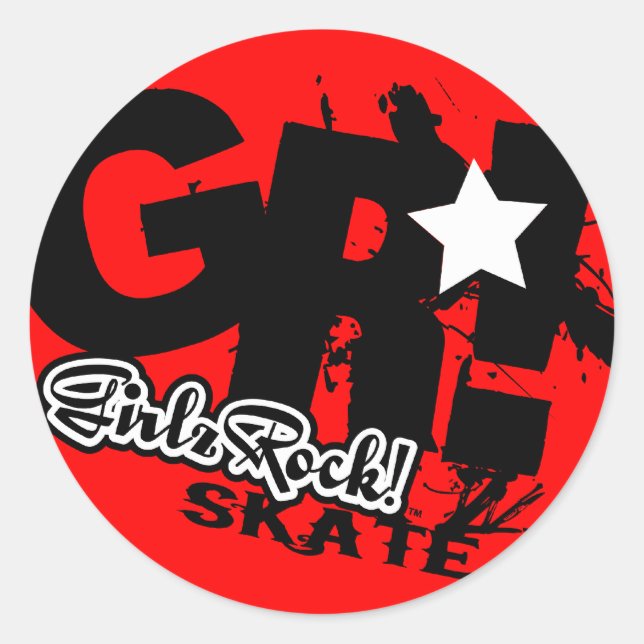 GirlzRock! Go Big Skate Classic Round Sticker (Front)