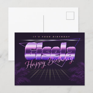 Gisela Name Vorname lila Postkarte Geburtstag Postcard