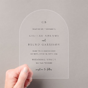 Giselle Classic Monogram Elegant Wedding Acrylic Invitations