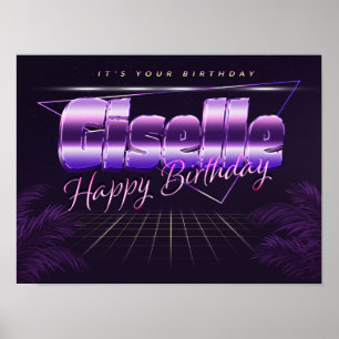 Giselle Name Vorname lila retro Poster Geburtstag