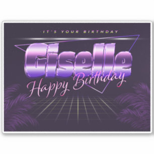 Giselle Name Vorname lila retro Sticker Geburtstag