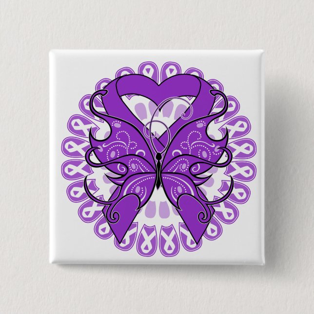 GIST Cancer Butterfly Circle of Ribbons 15 Cm Square Badge (Front)