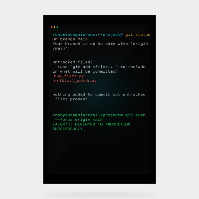 Git Push Force Main - Developer Terminal Acrylic Sign (Front)
