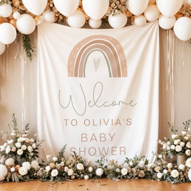 GITA Pastel Rainbow Baby Shower Welcome Sign Tapes Tapestry (Creator Uploaded)