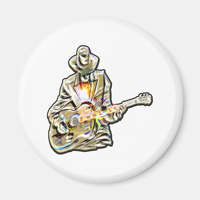 Gitarren Blues Mann - Feel it Button Magnet (Front)