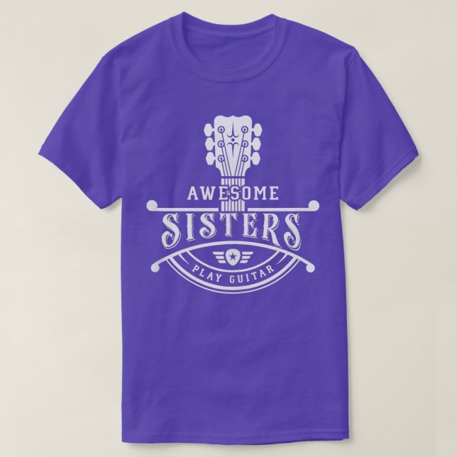 GItarrist Musician Awesome Sisters Play Guitar Nec T-Shirt (Design Front)