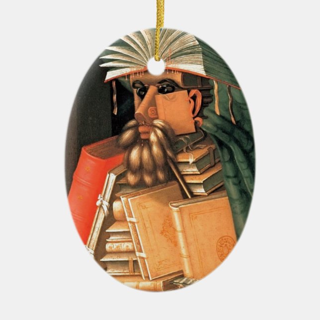 Giuseppe Arcimboldo -- the Librarian Ceramic Tree Decoration (Front)