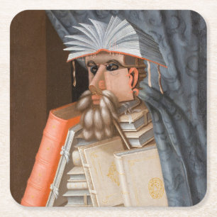 Giuseppe Arcimboldo - The Librarian Square Paper Coaster