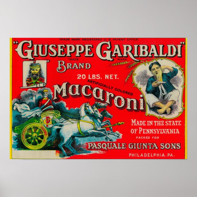 Giuseppe Garibaldi Macaroni Label Poster (Front)