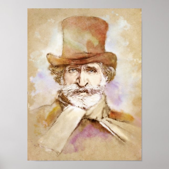 Giuseppe Verdi Portrait im Aquarell Style Poster (Front)