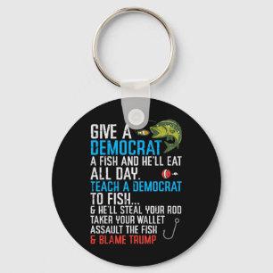 Give A Democrat Fish Funny Fishing Republican Men  Key Ring