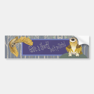 Give a Hoot~Don't Pollute, Barn Owl Bumper Sticker