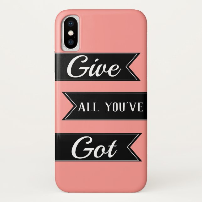 Give All You've Got Quote Black Flags & Pink Case-Mate iPhone Case (Back)
