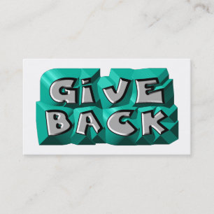 Give Back Quote Modern Teal Grey Chiseled Letters Business Card