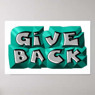 Give Back Quote Wisdom Teal Gray Chiseled Letter Poster