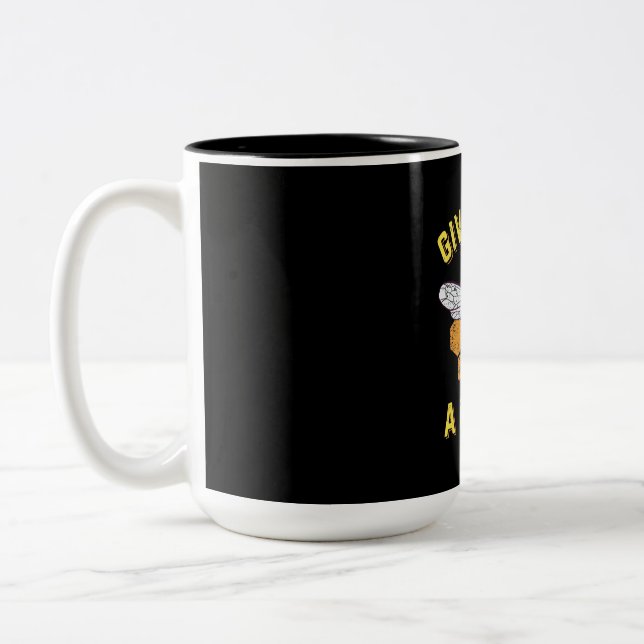 Give Bees A Chance Two-Tone Coffee Mug (Left)