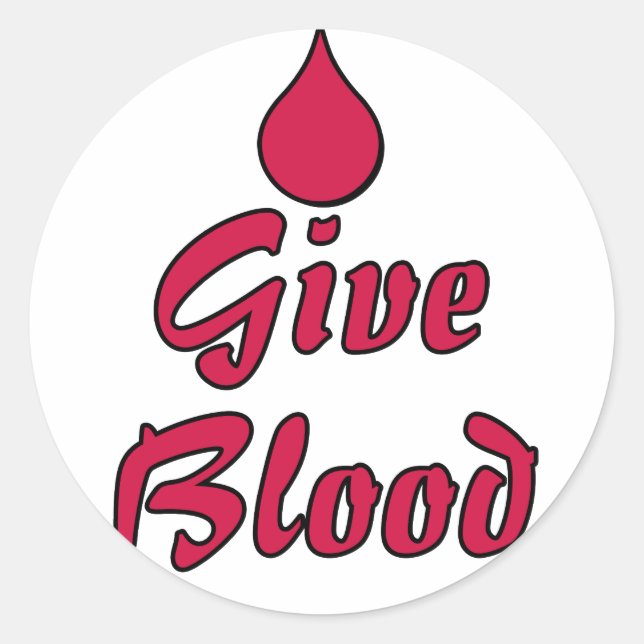 Give Blood Classic Round Sticker (Front)