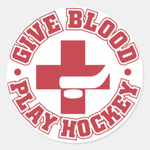 Give Blood, Play Hockey Classic Round Sticker