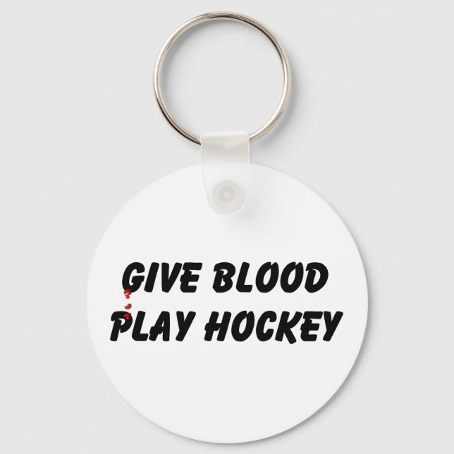 Give Blood Play Hockey Key Ring (Front)