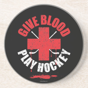 Give Blood Play Hockey v1 Coaster