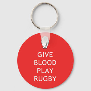 Give Blood Play Rugby Key Ring