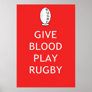 Give Blood Play Rugby Poster