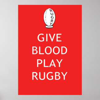 Give Blood Play Rugby Poster