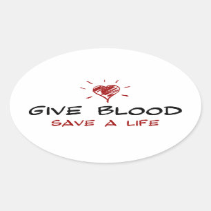 Give Blood Save A Life Oval Sticker