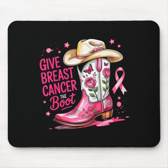 Give Breast Cancer The Boot Breast Cancer Nk Ribbo Mouse Mat (Front)