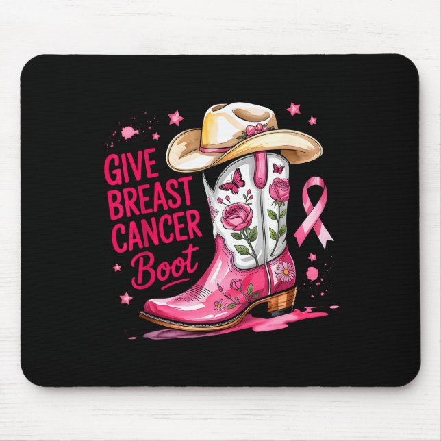 Give Breast Cancer The Boot Breast Cancer Nk Ribbo Mouse Mat (Front)