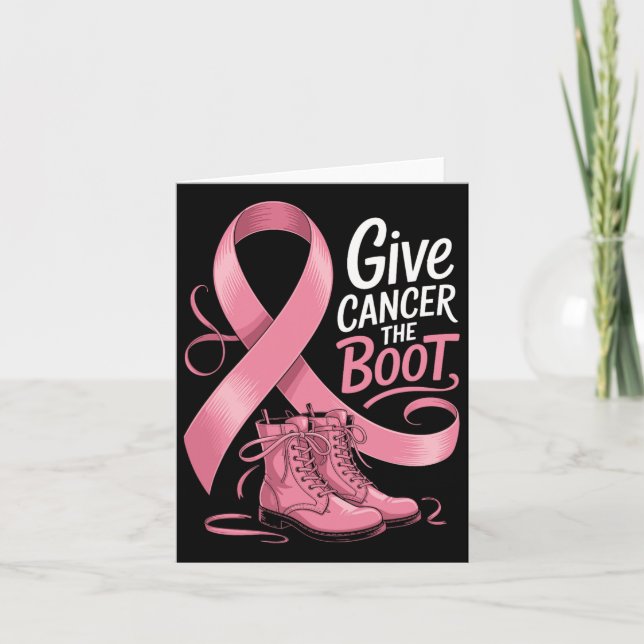 Give Breast Cancer The Boot Cowgirl Awareness Ribb Card (Front)