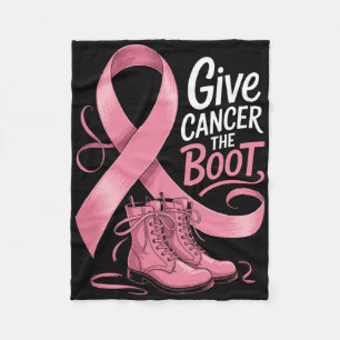 Give Breast Cancer The Boot Cowgirl Awareness Ribb Fleece Blanket