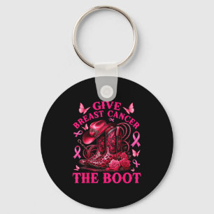 Give Breast Cancer The Boot Cowgirl Cancer Awarene Key Ring