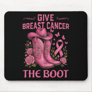 Give Breast Cancer The Boot Cowgirl Cancer Awarene Mouse Mat