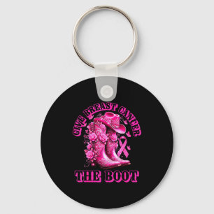 Give Breast Cancer The Boot Cowgirl Nk Ribbon West Key Ring