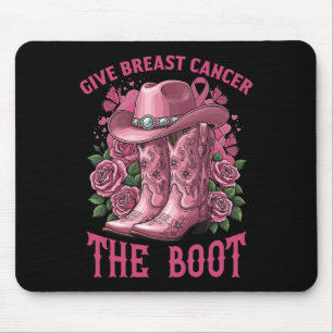 Give Breast Cancer The Boot Cowgirl Ribbon Cancer Mouse Mat
