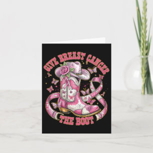 Give Breast Cancer The Boot Floral Pink Ribbon Cow Card