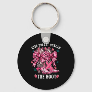 Give Breast Cancer The Boot Nk Cowgirl Western Tee Key Ring