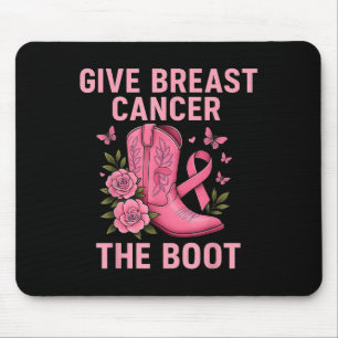 Give Breast Cancer The Boot Pink Ribbon Awareness Mouse Mat