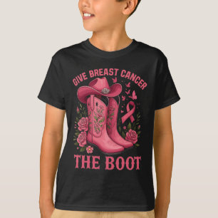 Give Breast Cancer The Boot Western Rodeo Flower P T-Shirt