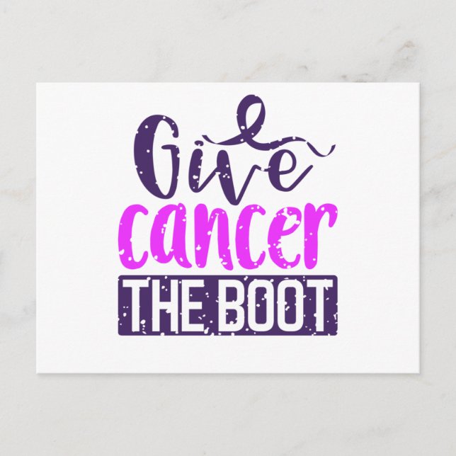 Give Cancer The Boot Breast Cancer Awareness Announcement Postcard (Front)