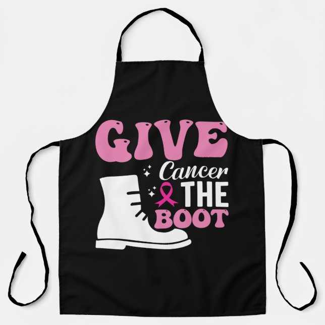 give cancer the boot breast cancer awareness apron (Front)