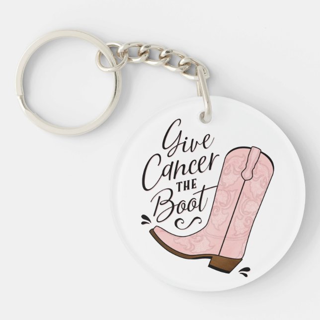 Give Cancer the Boot Breast Cancer Awareness Key Ring (Front)